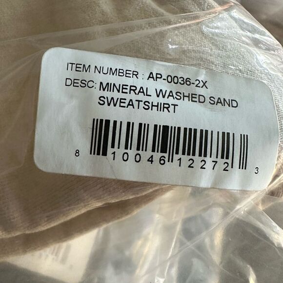 NWT HSTRY By NAS Unisex Sand/Cream Crew Neck Mineral Wash Sweatshirt - Size XXL - Picture 2 of 4